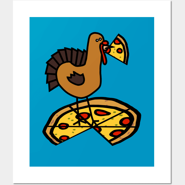 Thanksgiving Turkey with Pizza Wall Art by ellenhenryart